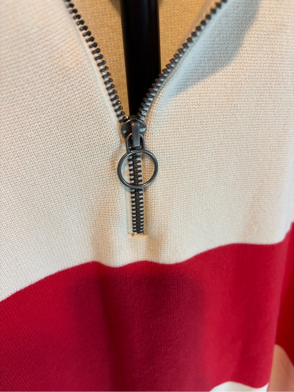 Zara Red Cream Colorblock Quarter-Zip Sweater Men’s M - Picture 4 of 6